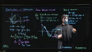 Applications of Integration: Area between curves - 03. Example 2, multiple intersections