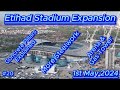 Etihad stadium expansion  1st may  manchester city fc  latest progress update drone bluemoon