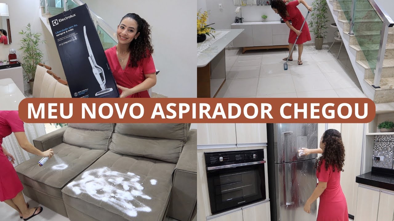 DEIXEI A CASA BRILHANDO, LIMPEZA DO SOFÁ, TESTEI O NOVO ASPIRADOR, LAVEI JANELAS E PORTA
