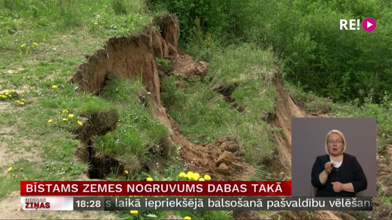 Bīstams zemes nogruvums dabas takā