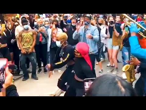 Protestors Dance To Live Music On Streets While Peacefully Protesting Against Racism