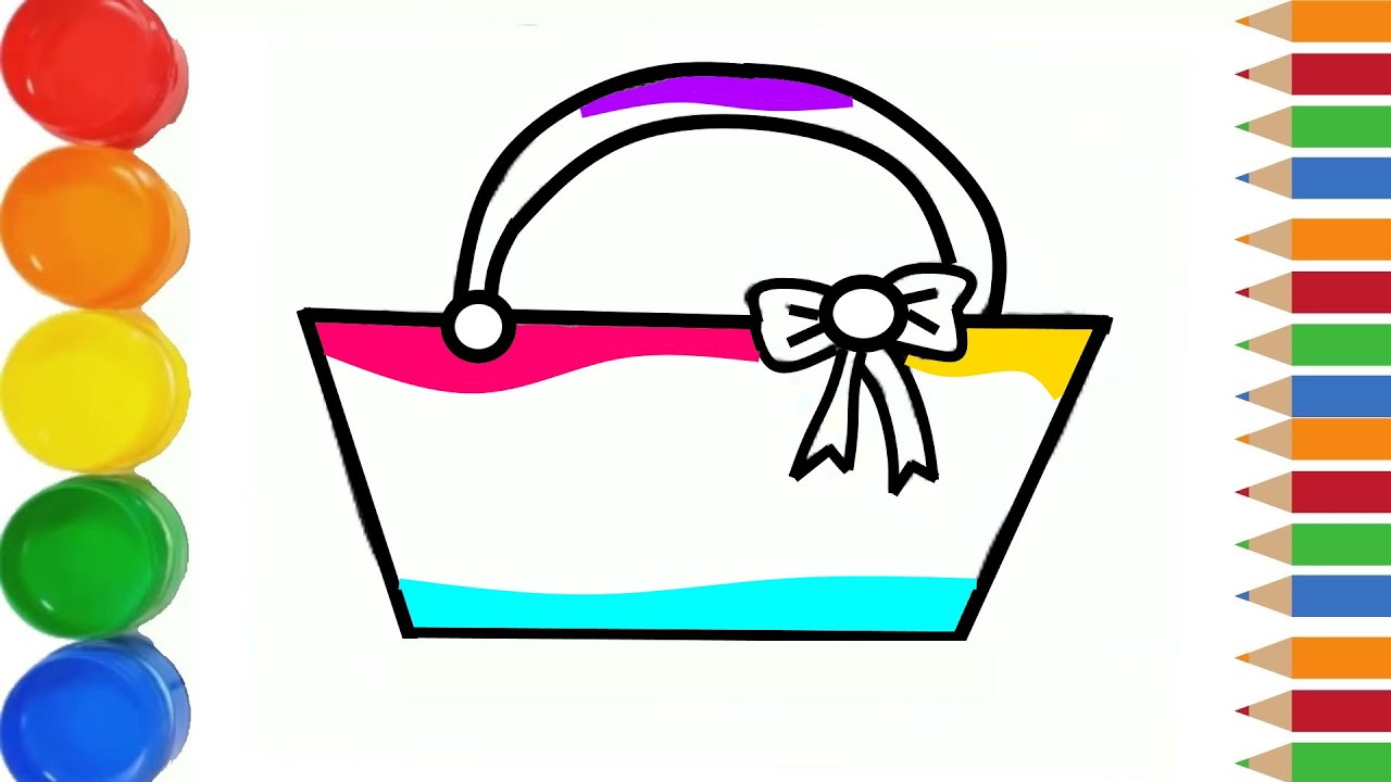 How to draw a beautiful women's bag in bright colors, step by step ...