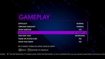 Saints Row IV - Options - Gameplay