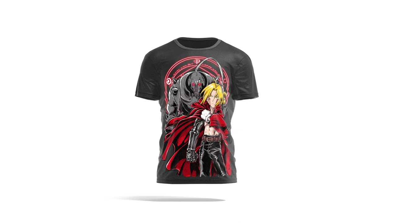 Camisetas anime em silk screen estampa Fullmetal Alchemist - Camisetas  anime 30.1 penteada e reforçada, 100% algodão estampa no tamanho Gigante!