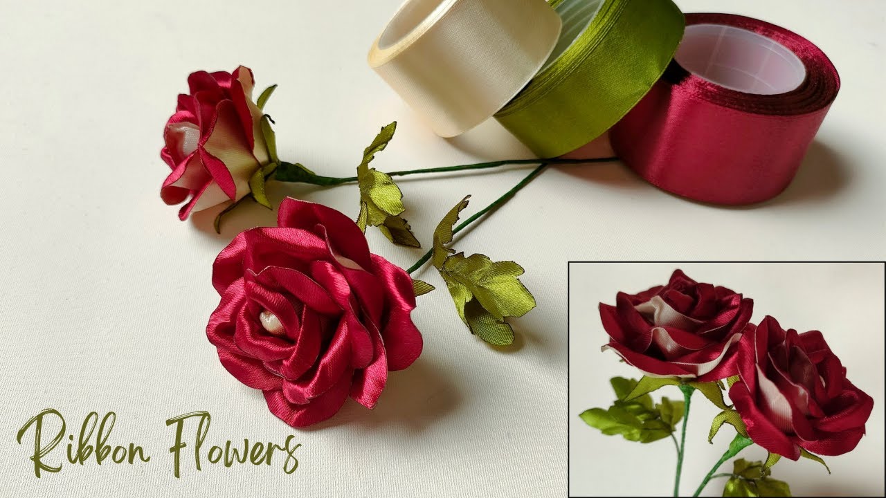 DIY how to make satin ribbon flowers rose easy YouTube