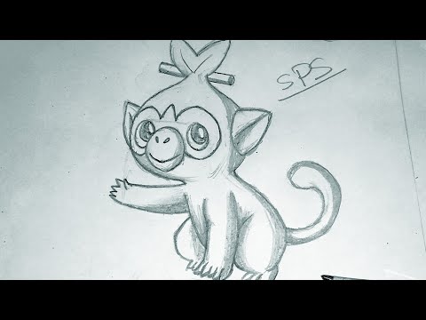 Drawing grookey from Pokemon Sword and shield