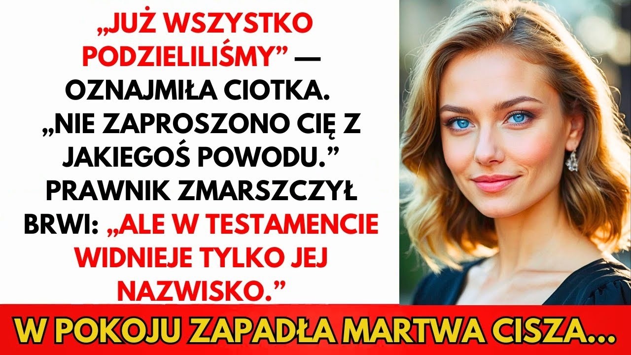 Jeszcze tydzień temu byłam pewna, że wiem, czym jest rodzina. Wystarczyła sekunda, żeby wszystko runęło. Stałam w progu rodzinnego domu babci, a moja ciotka Dagmara spojrzała na mnie zimno i...