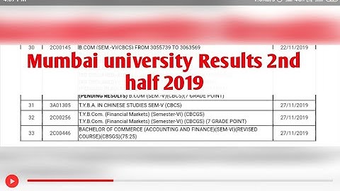 Mumbai university results 2nd half 2019