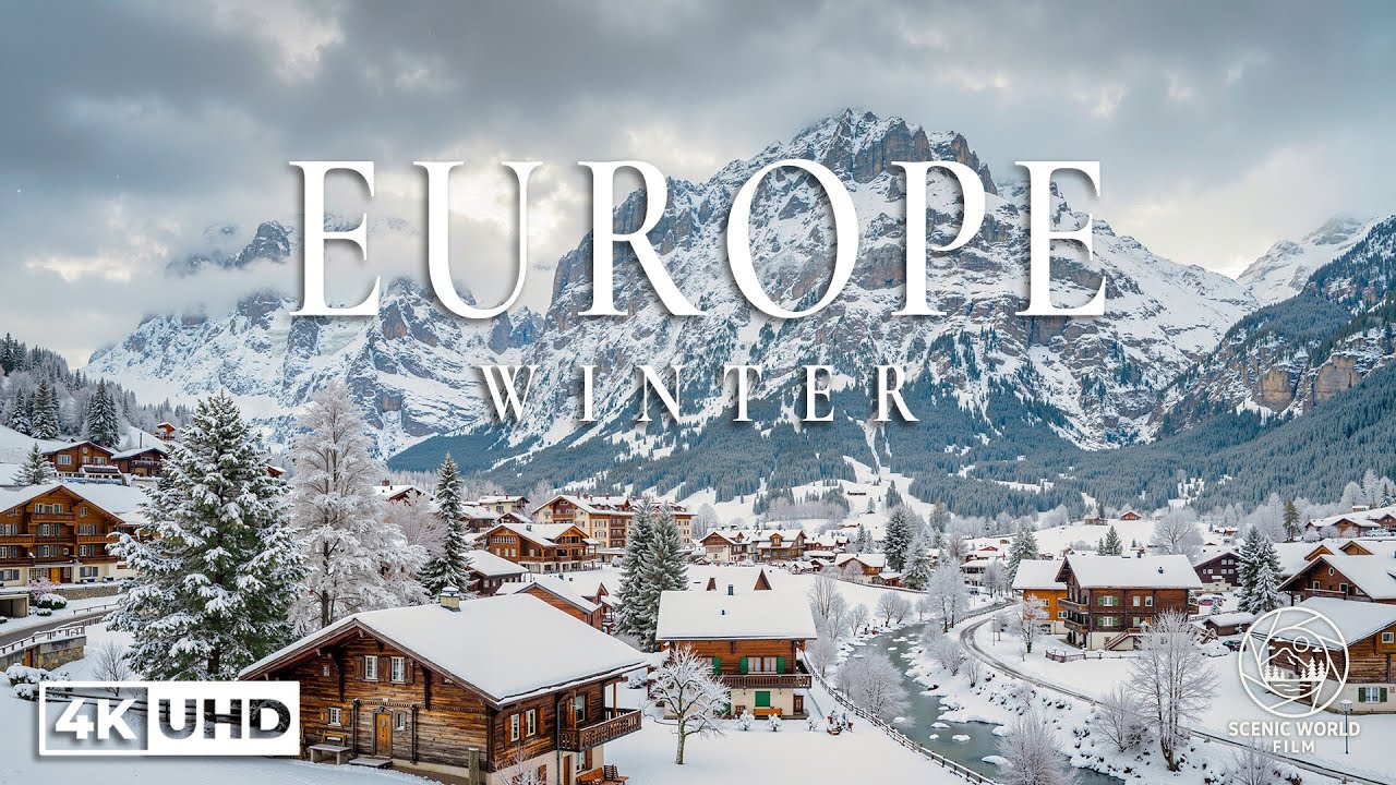 Europe Winter 4K - Snowy Alps, Fairytale Villages & Frozen Landscapes | 4K Ultra HD