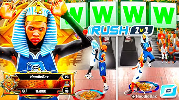 My GLITCHY LEGEND SLASHER BUILD DOMINATES THE RUSH 1V1 EVENT and got every contact dunk.. (NBA 2K21)