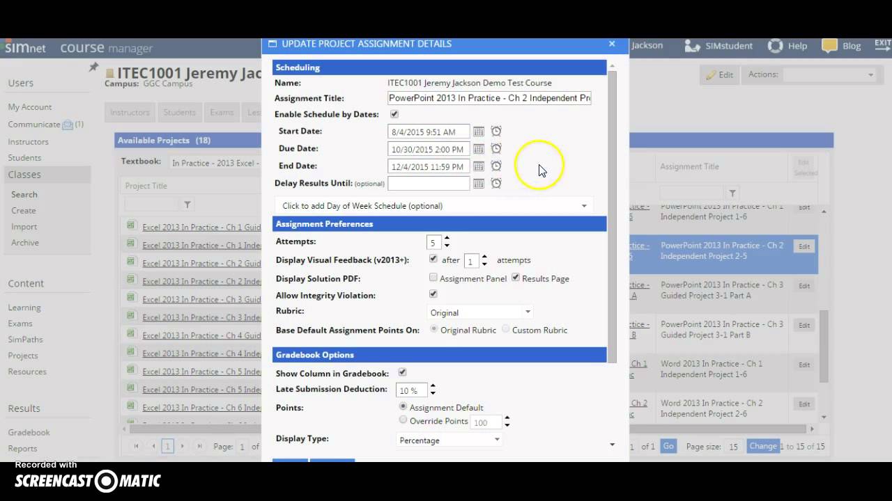 How to edit dates for assignments in SimNet - YouTube