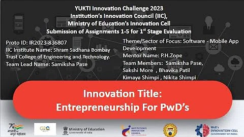 Entrepreneurship for PWD's (Yukti Innovation Challenge)