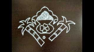 PONGAL PAANAI KOLAM 9 X 1 DOTS/Bhogi kundalu muggulu/Pongal pot rangoli/Kolam design for pongal