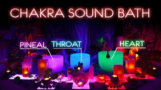 Crystal Singing Bowls Chakra Tuning for Pineal, Throat & Heart | Meditation | Chakra Cleanse | Sleep