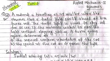 Unit-2|Numerical|Type-7|Applied Mechanics-II (Dynamics)|Rectilinear motion of particle BE 2nd sem.