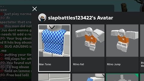 Bug abuser on slap battles, user is slapbattles123422