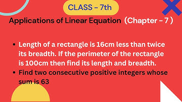 Length of rectangle is16cm less than twice its breadth|Find 2 consecutive positiveintegers sum is 63