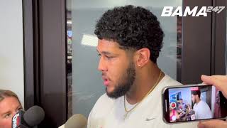 Alabama LT Kadyn Proctor talks about South Carolina's pass rush after the Crimson Tide's 27-25 win