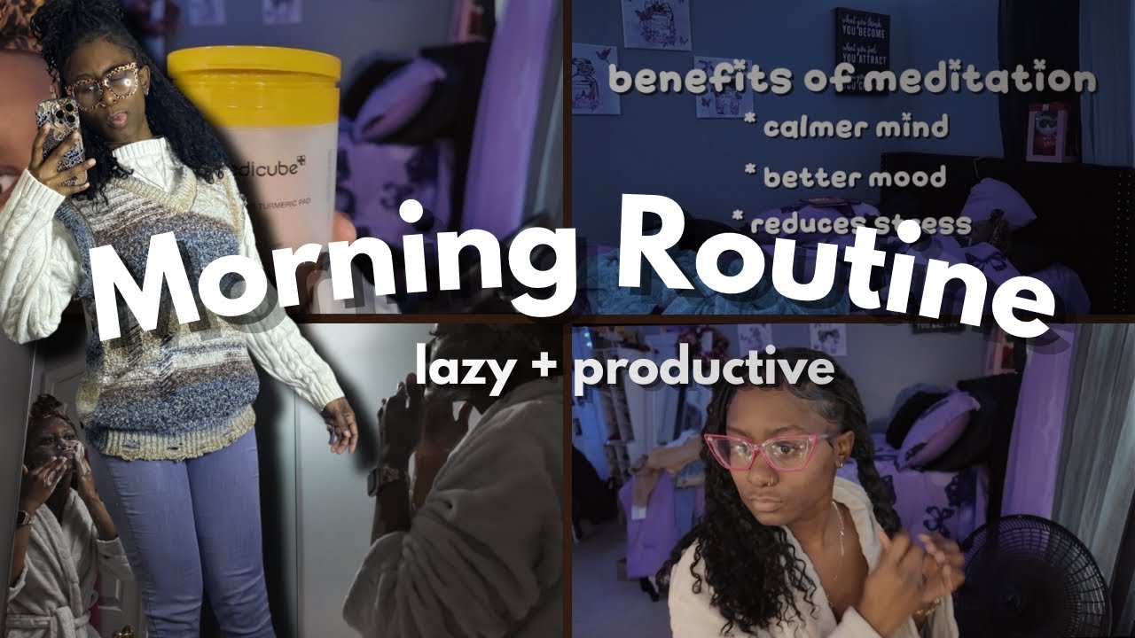 a lazy but productive morning routine | meditate + reading + stretching ...
