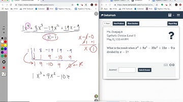DELTA MATH: Algebra 2 Synthetic Division (Level 1)