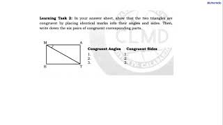 Celebrity Learning Task 2: In your answer sheet, show that the two triangles are congruent by placing identic… Profile