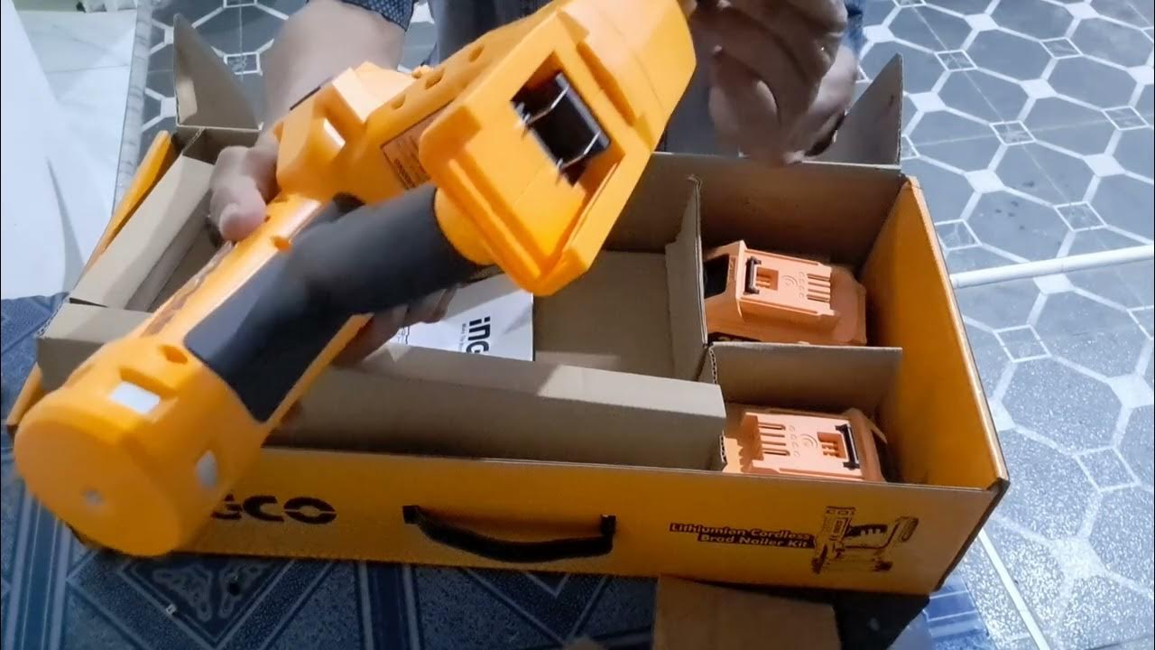 Unboxing Brad Nail Gun Cordless INGCO CBNLI2016 F1550 YouTube