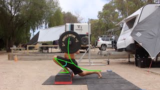 Split Squat, Front Foot Elevated, Barbell on Back