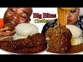 BIG BITES CHALLENGE | FUFU AND OKRO STEW OR SOUP WITH GIANT WHITING OR HAKE FISH  | AFRICAN FOOD