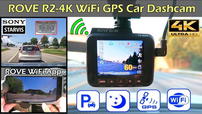 Rove R3 Dash Cam, 3” IPS Touch Screen, 3 Channel Dash Cam Front and Rear with Cabin, 5.0 GHz Wifi, Built-in GPS, 2K-1440P+1080P+1080P, 24-hr Parking