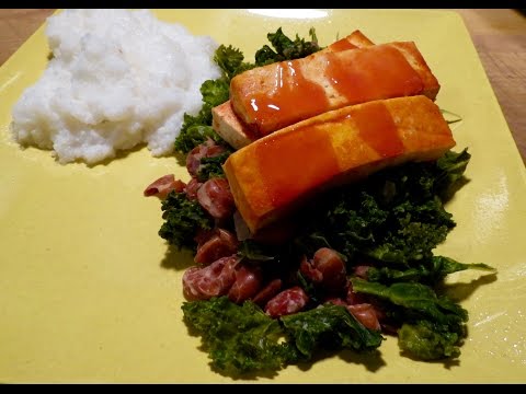 Buffalo Tofu with Beans & Greens