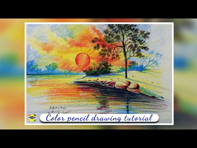 How to draw a landscape with diamond color pencil - YouTube
