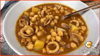 GARBANZOS con CALAMARES ❤️  Una receta de cuchara para disfrutar