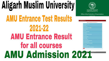 Aligarh Muslim University Entrance Test result 2021 ||AMU ba result 2021 || Amu class 11 result