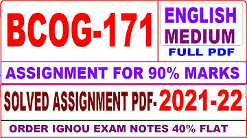bcog-171 solved assignment 2021-22 / bcog 171 solved assignment in English / ignou bcog 171