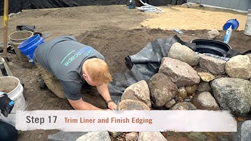 How to Build a Koi Pond: Step 17 - Trim Liner and Finish Edging