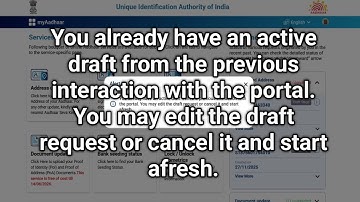 You already have an active draft from the previous interaction with the portal  You may edit the dra