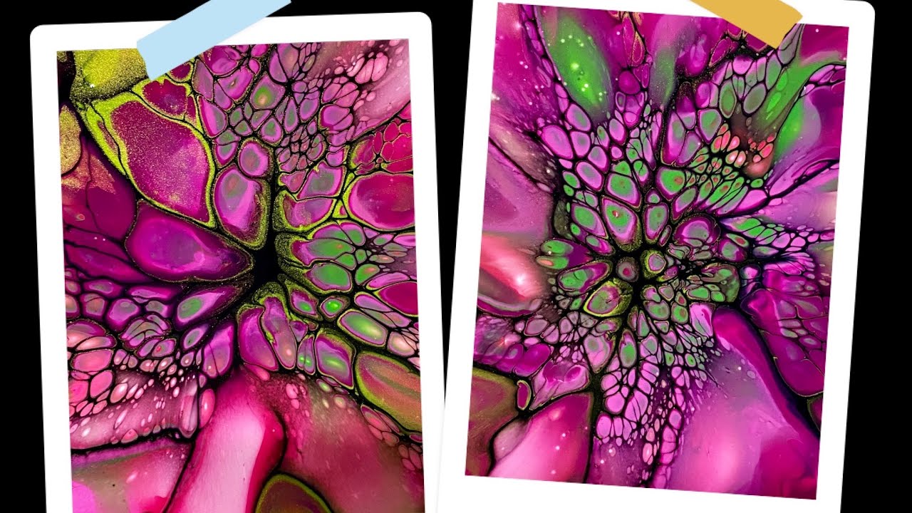 (1546) Bloom Technique, Pretty Magenta and Green, Fluid Art, Paint ...