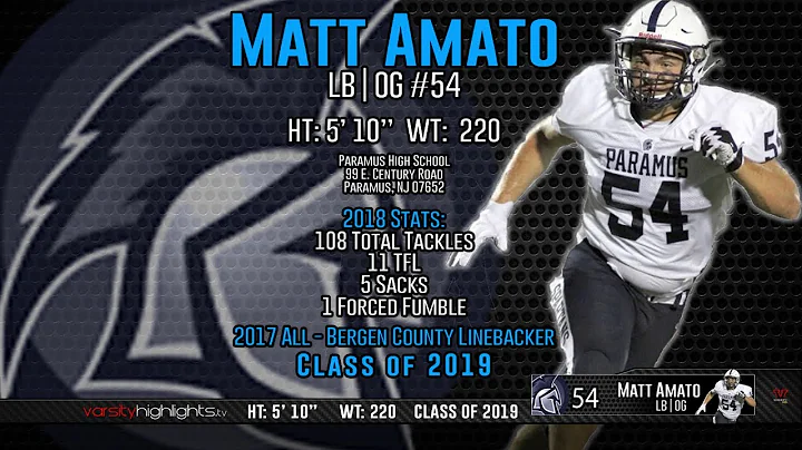 Matt Amato 2018 Senior Highlights (LB | OG | Param...