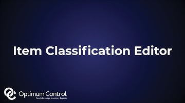 Item Classification Editor | Optimum Control