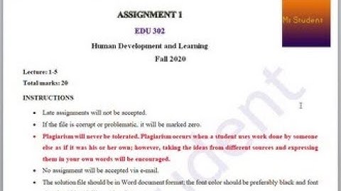 Fall 2020 EDU302 Assignment solution