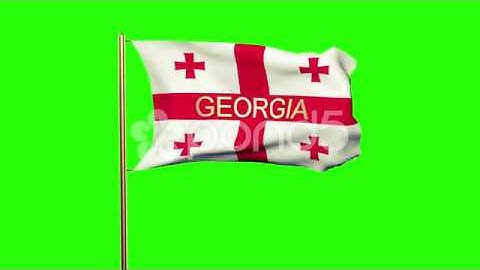 Georgia Flag With Title Waving In The Wind. Looping Sun Rises Style. Animation
