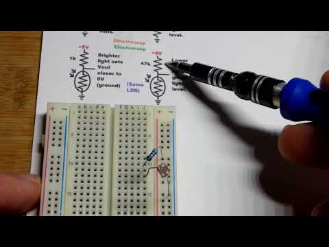 Low Side LDR And 47k Voltage Divider Multimeter Measured With Breadboard Power Supply