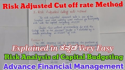 Risk Adjusted Cut off rate Method Risk Analysis in Capital Budgeting AFM BCOM 6th SEM
