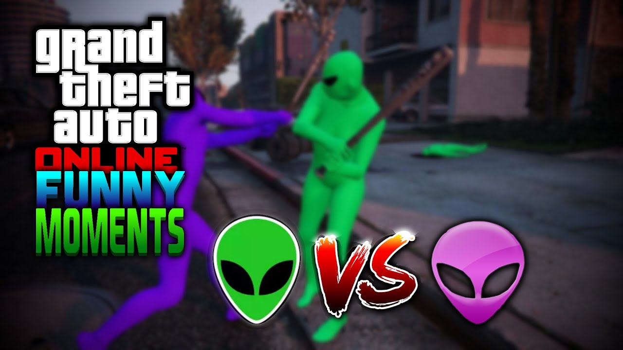 GTA Online Green Aliens VS Purple Aliens (GTA Online Funny Moments!)