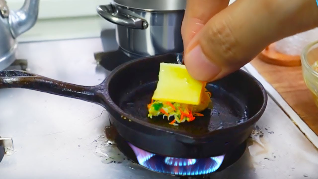 Mini Food КОРЕЙСКИЕ Тосты | КАПУСТА ТОСТ | Миниатюрная кулинария | Крошечная еда | АСМР