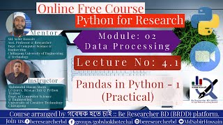 Lecture 4.1: Pandas in Python - 1 (Practical) ।। Python for Research (Multidisciplinary)