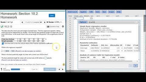 Finding the regression equation and best predicted value for bear chest size