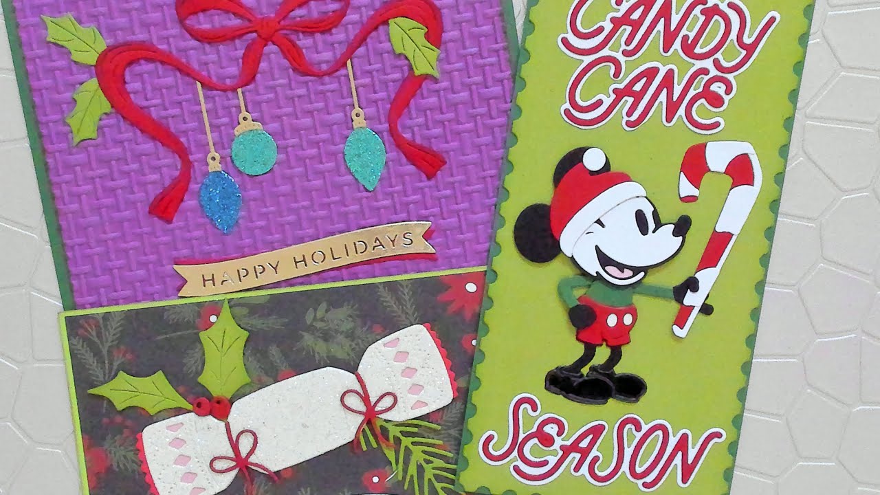 Holiday Cards with Candy Canes, Crackers & Greenery