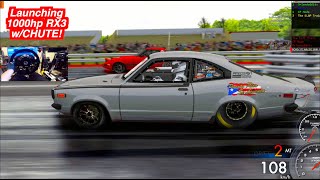 DANGEROUS 1000hp Mazda RX3 In "NEW" 7 Sec DRAG D&O Server w/Working CHUTES!!