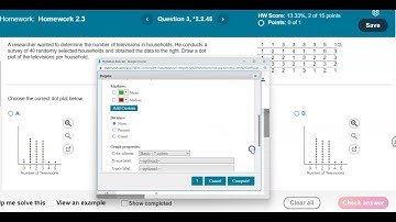 Math 14 HW 2.2.45  Draw a dot plot of the televisions per household using StatCrunch